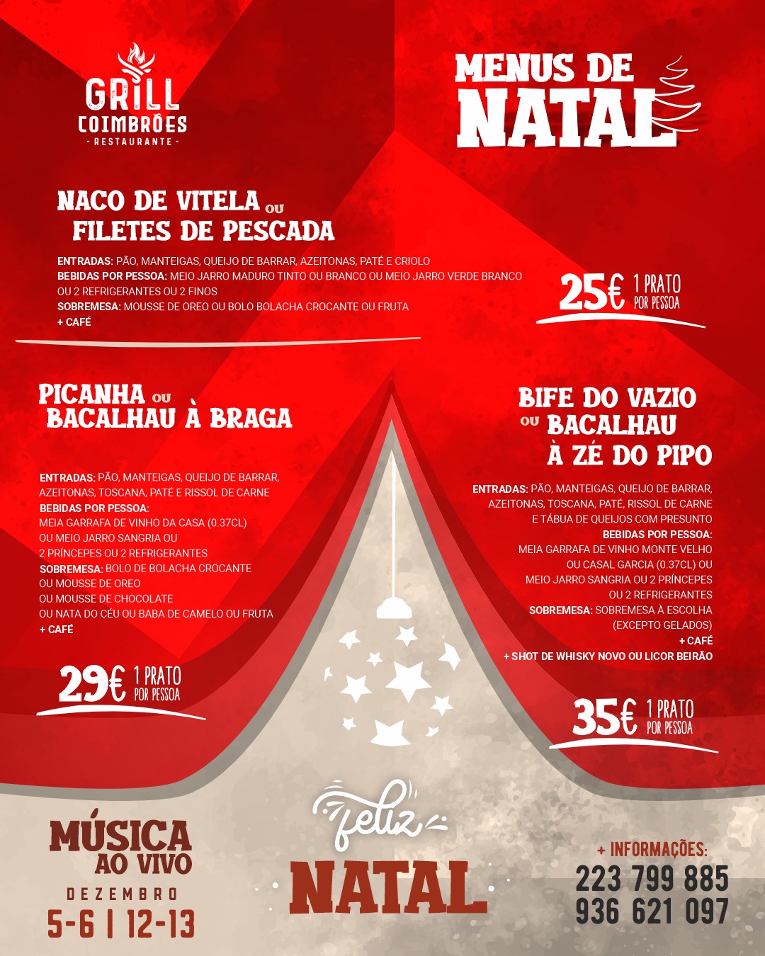 Menus de Natal Grill de Coimbrões